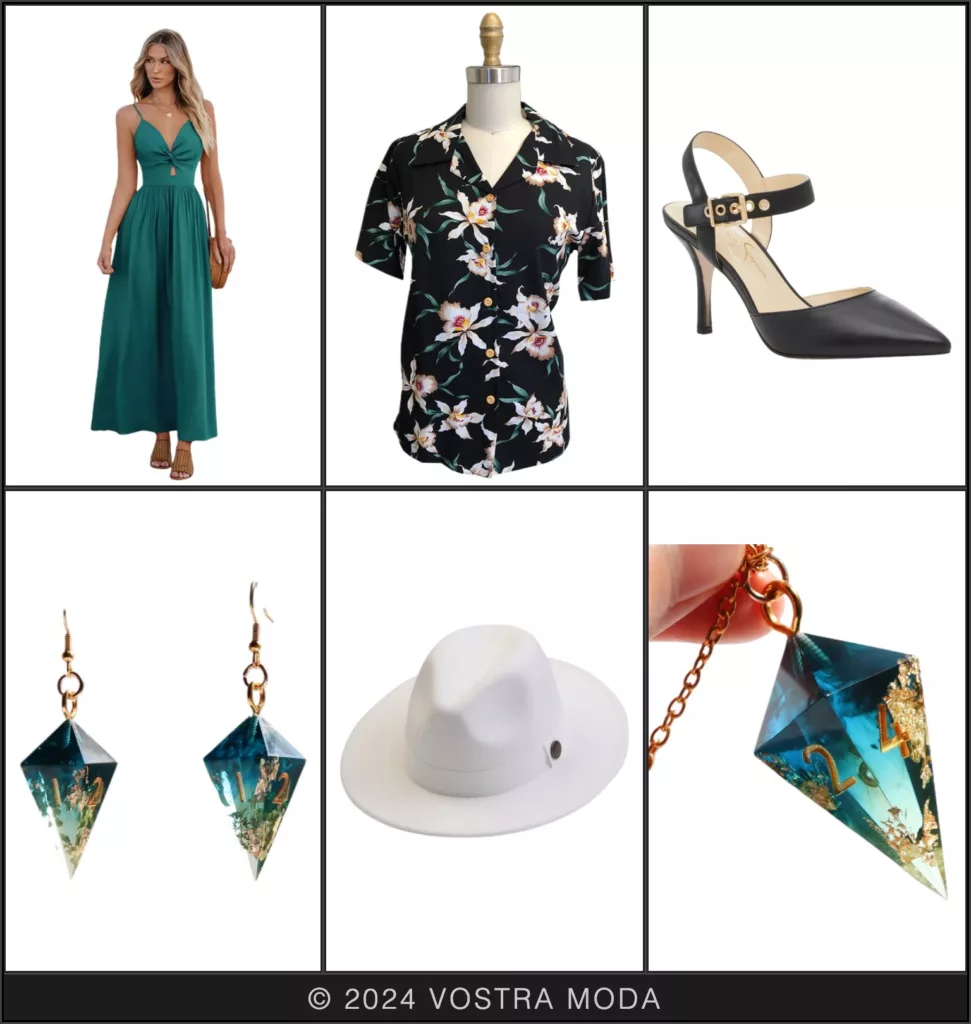 The ms Hawaiian shirt outfit inspired fashion flatlay