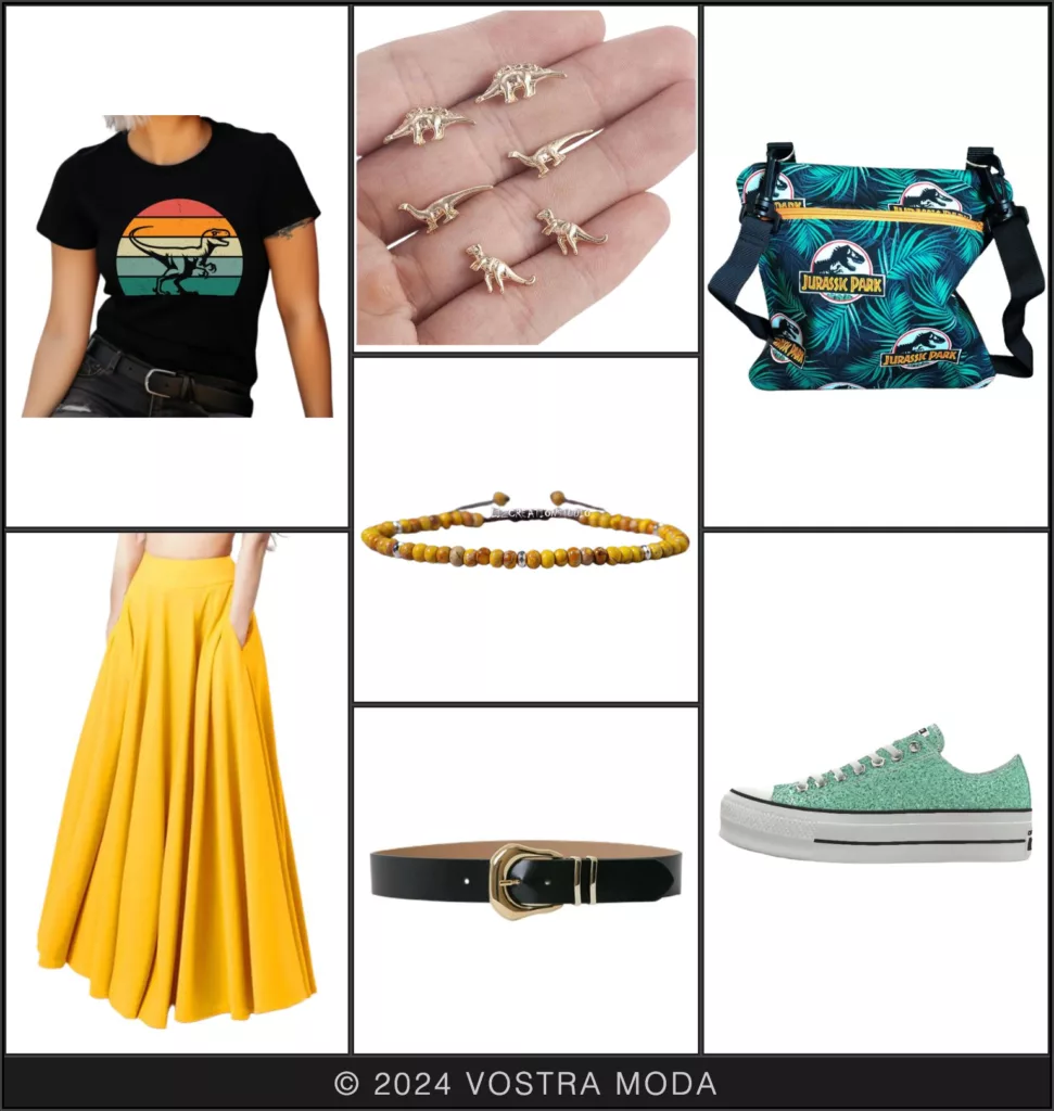 The Ms. fashion flatlay featuring one out of multiple ways to wear a dinosaur graphic-tee